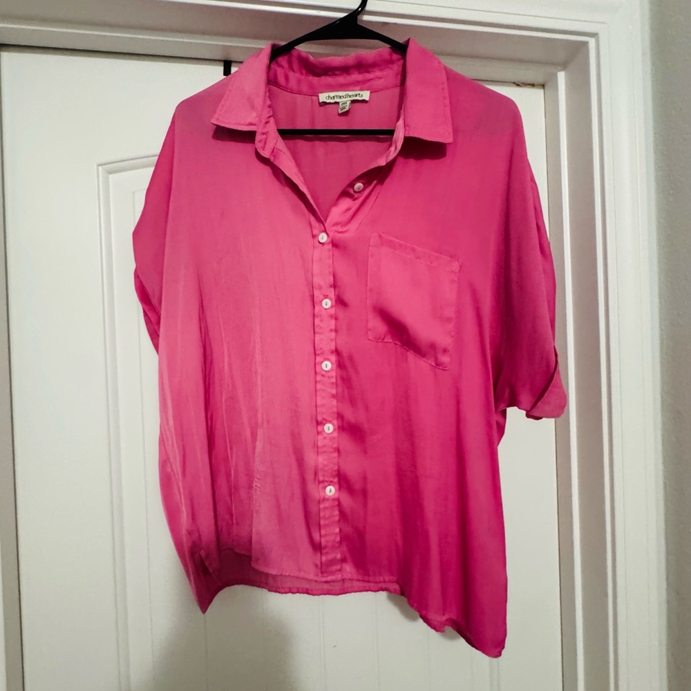 Pink Button-Up Blouse
